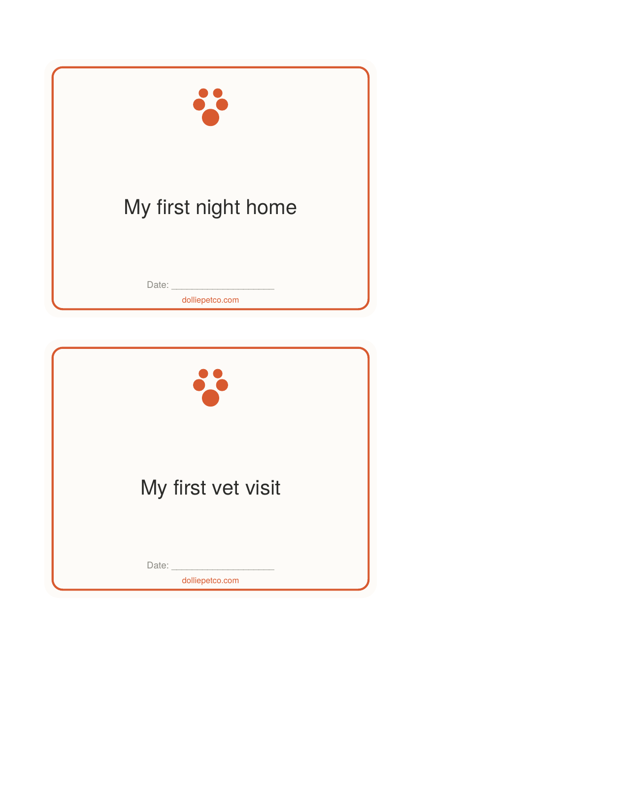 Puppy Milestone Cards