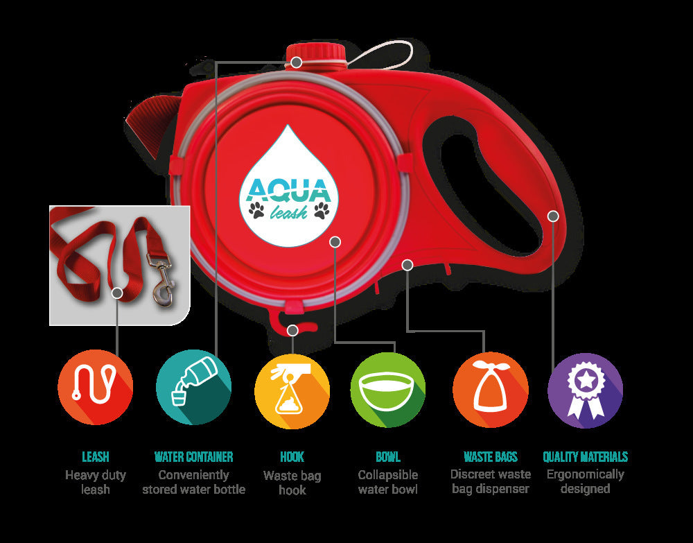 Portable Water Bottle Dog Leash - burgundy