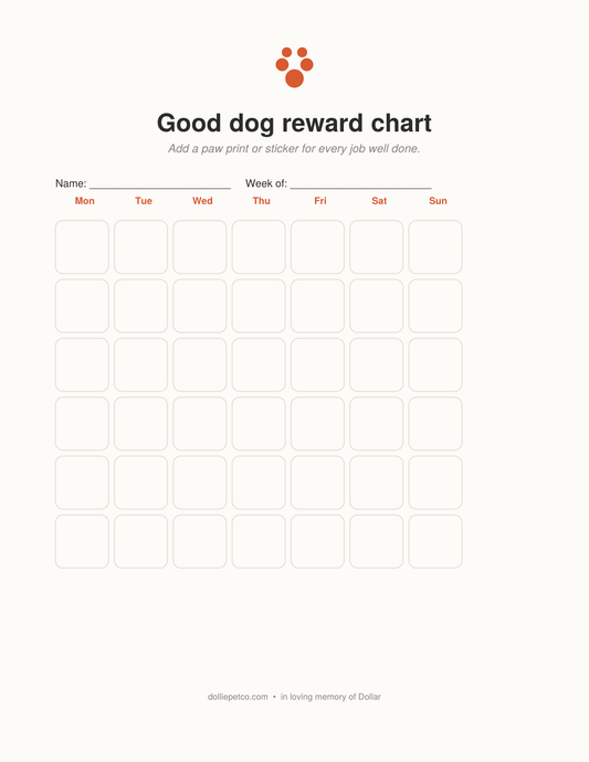Good Dog Reward Chart